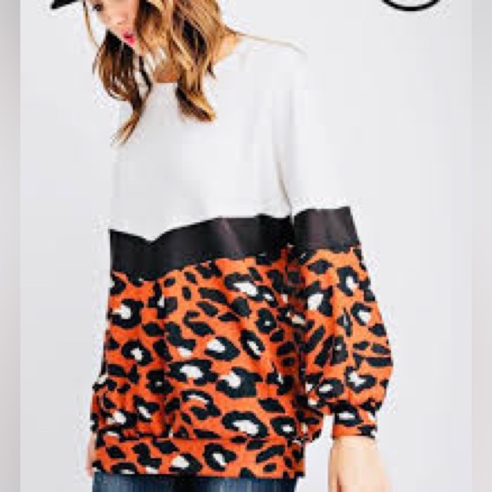 Rae Mode waffle style top features a color-block design 
Leopard Print large